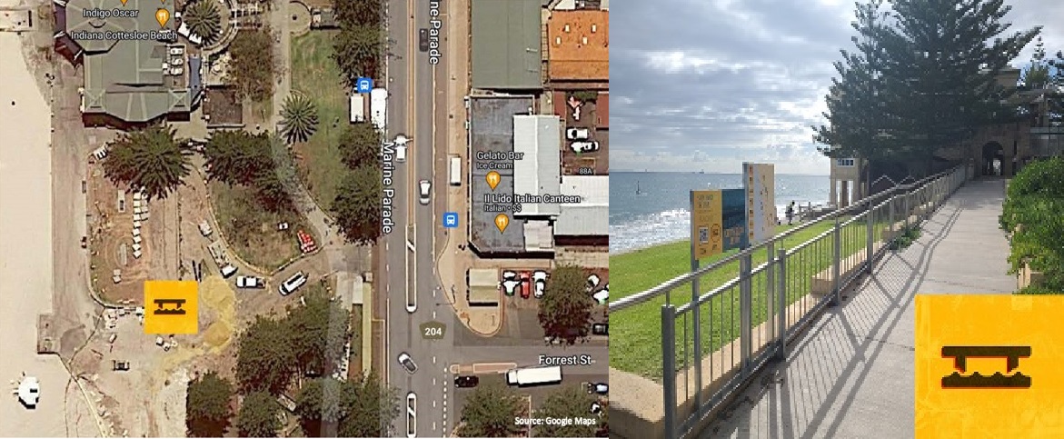 Location of signage and QR code on Cottesloe Beach